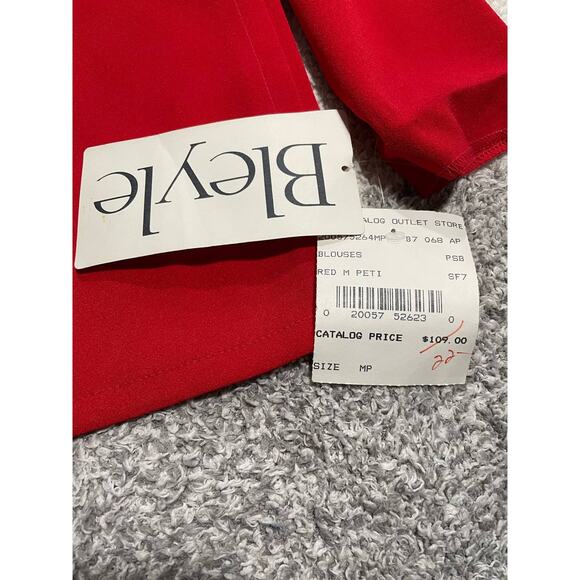 VTG NWT Bleyle Womens Medium Petite MP Long Sleeve Button Up Shirt Red MSRP $109 - Picture 12 of 13
